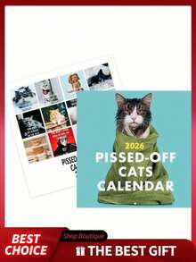Lịch chủ đề mèo năm 2026 - Lịch 12 tháng độc quyền dành cho người yêu mèo, món quà hài hước, vui nhộn theo chủ đề mèo, lịch lập kế hoạch. - Nhiều màu - Xem 2