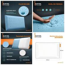 Almohada Graphite Pillow Almohada de Foam con Carbn Hipoalergnica, Antibacterial, Soporte, Certificaciones Firmeza: Firme Medio Tamao Estndar 60x 40x 10 - Blue Gel + Estándar (Paquete de 1) - Ver 1