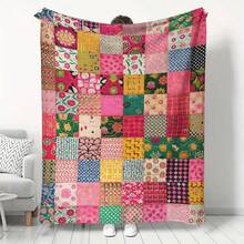 GEL HUT MUN 舒适拼接印花法兰绒毯 - 柔软、轻盈、保暖，适用于沙发、床、办公室和露营 | 四季皆宜 | 200-250克/平方米，可作毯子、披毯、秋季毯、抓绒毯等。这款披毯可作为节日礼物、生日礼物、圣诞礼物等。适合装饰床、沙发、客厅和卧室，方便携带。