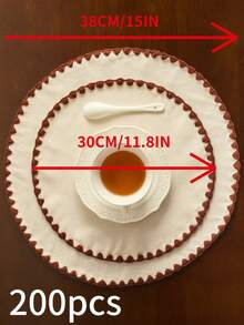 1/4/6/12 件白色刺绣圆形餐垫，日式简约风格，适用于家庭厨房、餐桌装饰，可水洗和重复使用，非常适合节日、派对、生日、婚礼、晚宴
