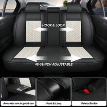 Nappa Leather 5 Seat Luxury Car Seat Covers Full Set Cushion Protector Fit Single Front Seats And Solid Bench 40/60 50/50 60/40 Split Bench Back Universal Fit For Most Cars 4 Season Use - 白色 - 查看 4