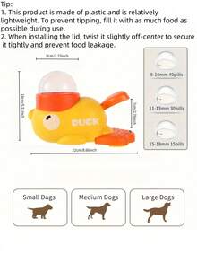 互动鸭形宠物喂食器玩具 - 橙色喙和脚设计耐用塑料拼图喂食器，无需电池，通过有趣的分配游戏吸引从小型到大型宠物，坚固的宠物玩具，宠物喂食站，俏皮的宠物设计，易握手柄