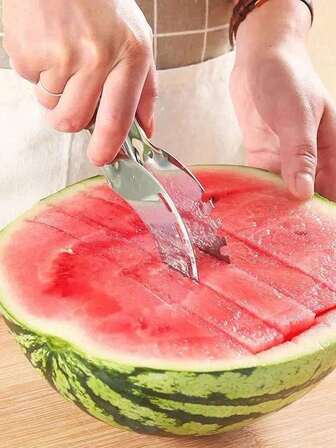1 pieza Cortador de sandía de acero inoxidable, máquina de bolas de melón con cuchara de melón de acero inoxidable, cortador de frutas multifuncional herramientas de cocina