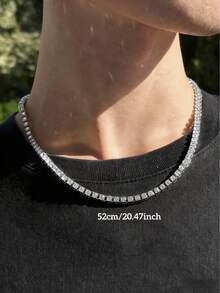 1 件男士时尚男士网球链项链，嘻哈风格闪亮水钻首饰，男士礼物 - 網球鏈 - 查看 12