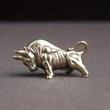 Brass Bull Bullfighting Muscle Bull Micro Carving Animal Key Chain Pendant Accessories Creative Keychain Pendant Small Ornaments - 1 PC Muscle Cow - View 9