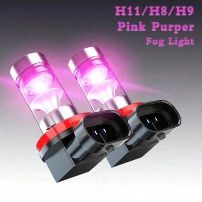 Pair Pink Purple LED Projector Driving Fog Lights Bulb H11 H16  High Power DRL