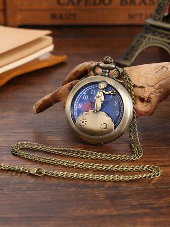 1 st klassisk vintage fickur med bronsfärgat pokermönster, lämplig som nostalgiskt hänge för studenter