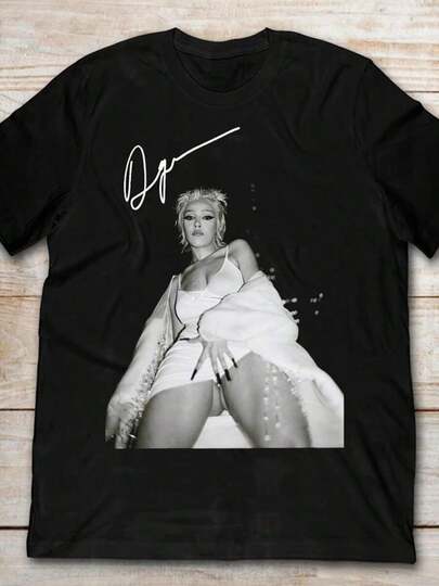 Camiseta Sexy DOJA CAT Negra Para Hombres, Disponible En Tallas S A 345XL, Con Envío Gratis. Camiseta gráfica estética, estilo lindo y kawaii, firmada por cantante. Camiseta suelta, casual y versátil.