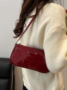 Nueva bolsa de hombro versátil y de moda con correa de cadena, bolso de mano para mujer - Burdeos - Ver 2