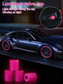 4pcs Bright Neon Glow-In-The-Dark Tire Valve Caps - Hexagonal Durable ABS Plastic, Fit For Cars, Bicycles, Motorcycles - Fits All Wheel Rim Sizes, Stylish Vehicle Accessories, Bike Accessories, Motorcycle Accessories, Stylish Wheel Caps, Glowindark Feature