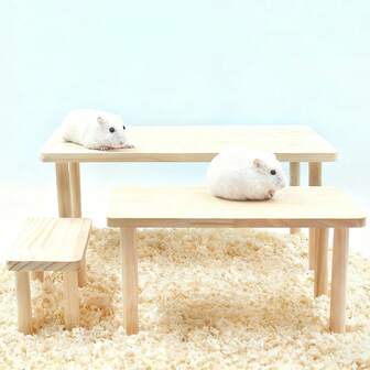1pc Hamster 2-Layer Platform Landscaping Supplies, Hamster Platform, Rattan , Climbing Wooden Table Hamster Toy, Suitable For Small Pets