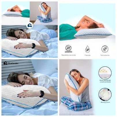 Almohada Foam, Pack de 2 Almohadas, Foam, Suavidad y Frescura, Hipoalergnica, Antibacterial, 60 * 45, Moldeables, Comodidad Garantizada, Soporte, Funda Lavable 2