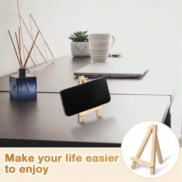 1pc Desktop Mini Easel, Unique Triangular Structure Design, Sturdy Support For Various Painting And Display Needs. In Addition To Being An Easel, It Can Also Be Used As A Phone Stand, Conveniently Supporting Video Watching, Video Conferencing Or Online Learning. Creative Home Decor And Essential Office Desk Accessory, Enhancing The Practicality And Aesthetics Of Desk Space