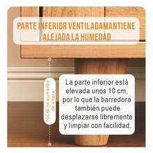 Scandinavian Style Sideboard with Ribbed Glass Doors & Drawers, 100*36*93cm Buffet Cabinet for Dining/Living Room (Oak Color) - Color de madera - Ver 3