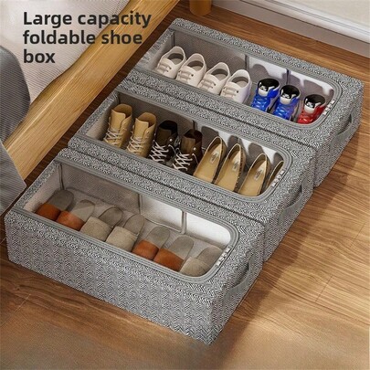 1pc Foldable Under Bed Storage Box With Transparent Window And Reinforced Handle, Suitable For Blankets, Bedding, Clothes, Quilt Storage Bag, Flat Mattress Organizer, Underbed Storage