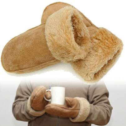 Premium Suede Fleece Work Gloves With One-Piece Cut Design, Durable Cold Weather Safety Gloves For Outdoor Construction Woodworking And Winter Hand Protection