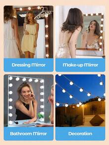 12pcs Mirror Decoration Lights, LED Makeup Mirror Atmosphere Night Light, USB Powered, 3-Color Adjustable Brightness, Rotatable Ball Bulb, Suitable For Home Decor, Bedroom, Vanity, Wardrobe, Makeup Room, Salon, Live Streaming Studio, Bar, Bedroom, Room, Bathroom, Makeup Lighting, Perfect Gift For Family, Relatives, Friends, Lover - Holiday, Birthday, Wedding, Housewarming, Valentine's Day