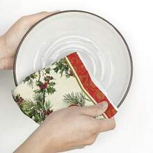 1pc/2pcs/4pcs Red Bird Christmas Super Soft Fiber Kitchen Towel, 45*66cm Seasonal Kitchen & Dining Table Decor Dish Cloth, Christmas Home Decor - Multicolor - View 6