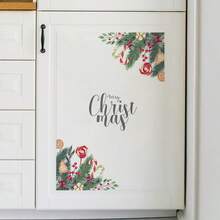 1pc Christmas Wreath Border Static Cling Window Film - 2D Glass Sticker With Red Berries, Pine Cones Design, Self-Adhesive Easy Peel & Stick, Removable PVC Decorative Film For Home/Office Holiday Window Decor - Multicolor - View 8