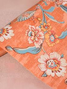 Vintage amerikanischer Landhausstil Orange Blumen Blatt Tapete, selbstklebendes Vlies Material, warme Schlafzimmer Wohnzimmer TV Hintergrund Wand Dekoration, Schrank Möbel Renovierung Aufkleber, romantische Hochzeitszimmer Tapete, dicke europäische Art