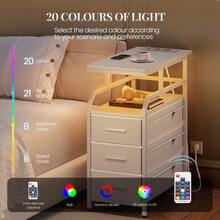 HEXCELEN Side Table, Narrow Bedside Table, Nightstand With 3 Drawers And 1 Open Compartment, Sofa Table, For Bedroom, Living Room, 60 * 30 * 66.6 Cm, Modern White - 查看 5