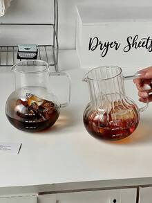 1pc Minimalist Heat-Resistant High Borosilicate Glass Drip Coffee Pot, Transparent Glass With Handle For Home Use