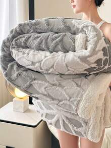 1 pieza Manta de estilo bohemio de doble capa gruesa de felpa jacquard sintética, suave y cálida, reversible para cama, sofá, oficina, coche, viaje, picnic, fiesta, todo el año