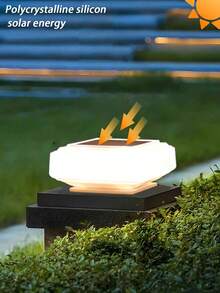 2/4/8pcs Solar Column Lamp, Solar Outdoor Lamp, 4x4 Wooden Column, 2V Amorphous Silicon 1.2 1200mah Battery Capacity, Transparent Matte Texture Solar Lamp, ABS Resin Sturdy Material, Waterproof IP44, Suitable For Deck, Fence, Courtyard Decoration (Warm Color), Working Lighting Duration 10 Hours - 暖色ABS樹脂 - 查看 9