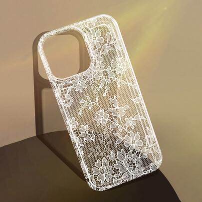 Ốp lưng điện thoại thời trang ren trắng, 1 chiếc, thanh lịch, lãng mạn, chống trượt, trong suốt, có đệm khí, mềm mại, chống sốc, tương thích với iPhone 11/12/13/14/15/16 Pro Max, quà tặng đám cưới mùa xuân.