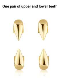 3pcs 1 Set Of Double Fang Teeth, Vampire Fangs Combination, 6 Pieces Pointed Teeth Prop For Halloween Stage, Funny Hip-Hop Cosplay Costume, Unisex