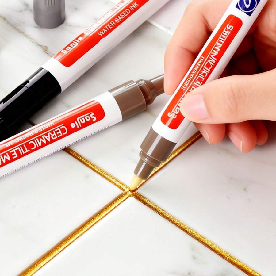 1pc Tile Grout Marker Pen, Waterproof And Mildewproof ,Quick Drying Special Color-Changing Sealer For Tile Gaps, Dry-Fast Furniture Touch-Up Pen