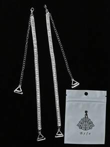 2pcs/Pair Adjustable Rhinestone Bra Straps Anti-Slip Metal Shoulder Straps Bra Accessories For Women Wedding Bikini Dress Bra Straps For Rave - Multicolor - View 12