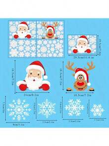 86 pièces Autocollants de Noël Père Noël et renne vert pour décoration de fenêtre, Autocollants décoratifs de Noël Père Noël pour décoration de fenêtre de fête