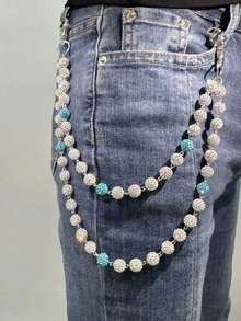 1pc Fashion Street-Hop Pants Chain, Handmade Ceramic Ball Waist Chain, Unisex Body Chain Accessory Daily Wear (Friendly Reminder: This Is A Handmade Chain, Occasional Detachment Is Normal, Can Be Re-Assembled) - Nhiều màu 5 - Xem 2