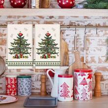 1pc/2pcs/4pcs Pine Tree Green Christmas Super Soft Microfiber Kitchen Towel, 45*66cm Seasonal Kitchen & Dining Table Decor Dish Cloth, Christmas Home Decor - Green - View 3