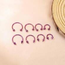 BLISI G23 Solid Titanium Eyebrow Piercing Jewelry, Gokd Black Rose Gold Silver Pink Rainbow Eyebrow Rings 16G Curved Barbell,Tiny Vertical Labret Lip Jewelry Rook Piercing Jewelry For Women And Men{Inchcolor_nameinch:Inch8pcsNosePiercing-Pinkinch} - 8件鼻環-粉紅色 - 查看 7