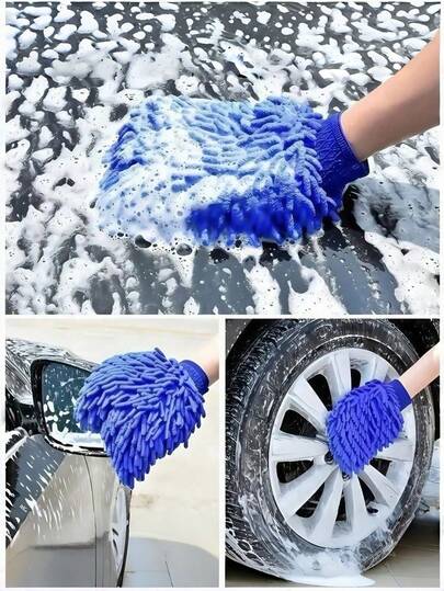 Soft And Easy-To-Use Cleaning Gloves, Multi-Functional Rag Gloves For Car Wash And Housework, Double-Sided Coral Fleece To Wipe The Car And Absorb Water, And Random Colors Will Be Shipped.