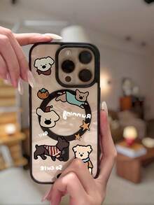 1 ốp lưng bảo vệ từ tính màu xám trong suốt tương thích với iPhone 16/17 Pro Max, ốp lưng cứng viền mềm tương thích với iPhone 15 Pro/13, 11/12/14, thiết kế hoa hồng màu hồng, tiện dụng khi sử dụng ngoài trời, tương thích với Samsung Galaxy S25/24 - Bảng chữ cái chó con - Xem 4