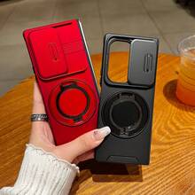 新款奢华镜头滑盖磁吸折叠手机壳，兼容三星/6 Fold7/6，简约保护壳，兼容苹果17/16/15/14/13/12/11 Pro Max、Galaxy S25/24/23/22 Pro+、Note 14/13/12 Pro，国际版，非国内版 - 紅色 - 查看 4