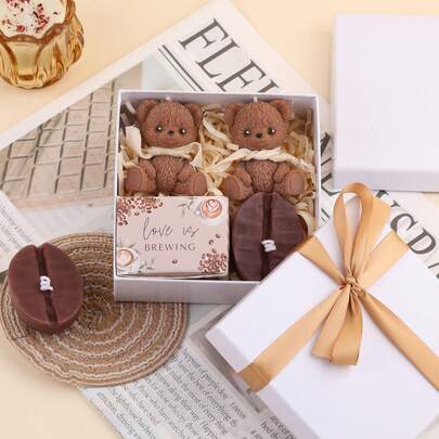 1 peça/2 peças/4 peças, presente de Natal, caixa de presente de vela de café em formato de urso faça você mesmo, caixa de presente com conjunto de velas de aromaterapia, feito à mão, adequado para locais de casamento, locais de férias de Natal, restaurantes, salas de estar, estúdios de ioga, meditação, velas de aniversário, presentes de dia das mães, presentes de dia dos namorados, presentes de aniversário, presentes para adultos, velas de casamento, decoração de casa, decoração de quarto, presentes de casamento, lembranças e estatuetas.