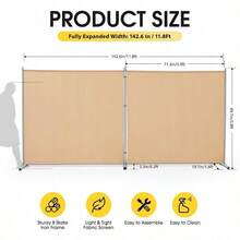 Rantila Divisor de habitacion con 2 paneles grandes divisor de oficina portatil practico movil visualizacion plegable de privacidad para recamara comedor estudio 142 pulgadas de ancho x 71 - Beis - Ver 2