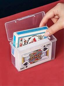 1pc Transparent Playing Card Storage Box, Can Hold 2 Decks Of Cards (Cards Not Included) - Multicolor - View 5