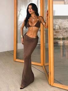 PEPPERMOLLY 2026 Spring/Summer 3 PiecesSwimsuit, Shiny Skirt, Sexy & Fashionable Design, Slim Fit, Essential Beach Bikini Set