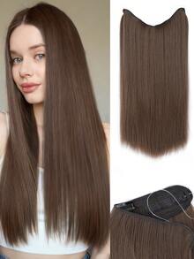 22-Inch Long Invisible Straight Fshing Line Hair Extensions, Heat-Resistant Synthetic Material Cip-In Natural Hair Extensions Suitable For Women's Daly Wear - Multicolor - View 11