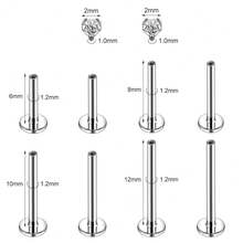 16g/18g Internal Thread Labret Jewelry Surgical Steel Lip Rings Stud Flat Back Medusa Monroe Lip Studs Nose Rings Studs Tragus Helix Cartilage Earring Piercing, 2/2.5/3/4/5mm CZ{"Color_name":"16G-2mmCZTop"} - 16g-2mmCZ頂部 - 查看 3