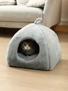 1pc Cozy & Cute Pet Cat Bed House, Removable & Washable Cat Shelter, Warm Pet Cave Nest For Rabbits, Small Dogs, Cats Indoor Use In Winter