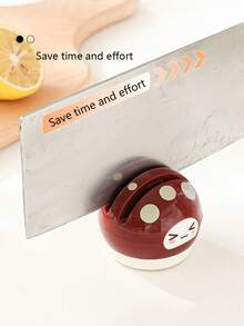 1/2pcs Creative Cartoon Mushroom Knife Sharpener, Tungsten Steel & Ceramic Dual Blade, Movable Suction Cup Sharpening Tool, Quick Kitchen Knife Sharpener, Portable Sharpener, Kitchen Gadget