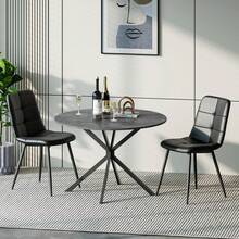 Gray Table + 2PU Black Chairs