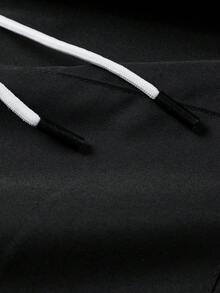 Completo da uomo per esterni, top con design a contrasto di colore per moda, cappuccio aggiunge un tocco casual; pantaloni con tasche multiple per praticità, orlo alla caviglia per un aspetto ordinato. Indossabilità complessivamente comoda, adatta per pendolarismo quotidiano o attività all'aperto leggere, per ottenere facilmente uno stile sportivo - Verde militare - Visualizzare 5