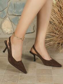 Pointed Toe High Heel Sandals For Women, New Autumn Style, Versatile, Delicate, Stiletto Heel, Sexy, Elegant Lady Style Pumps, Elegant, Kitten Heels - Coffee Brown - View 5